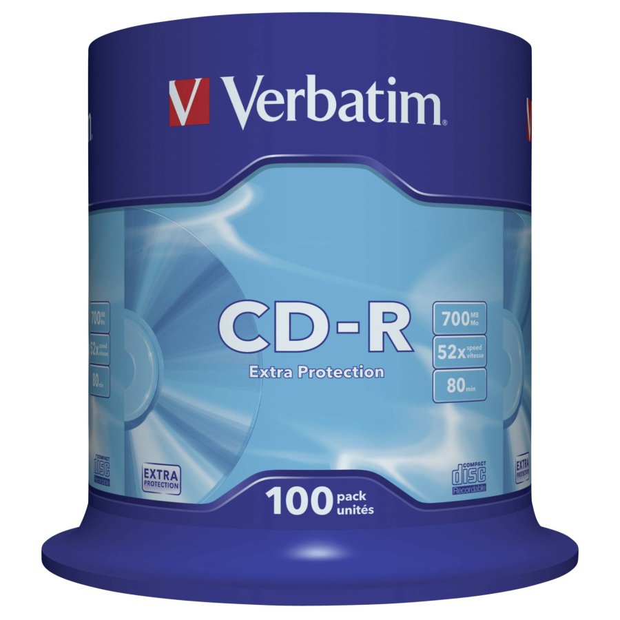 1x100 Verbatim Data Life CD-R 80 700MB, 52x Speed, Cake Box #1