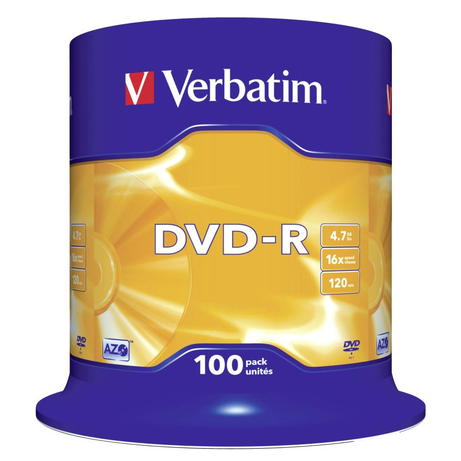 1x100 Verbatim DVD-R 4,7GB 16x Speed, matt silver #1