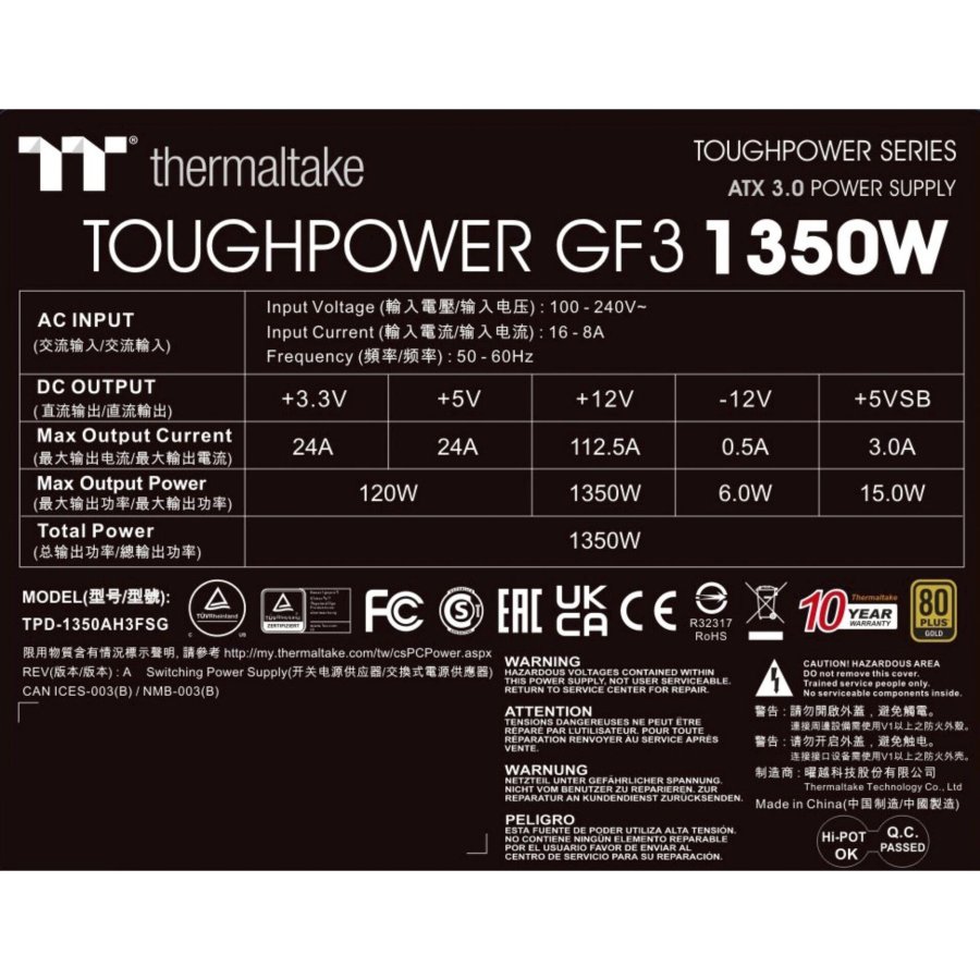 Thermaltake Toughpower GF3 1350W 80+ Gold for new Gen GPU #19