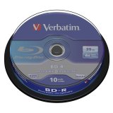 1x10 Verbatim BD-R Blu-Ray 25GB 6x Speed, white blue Cakebox #1