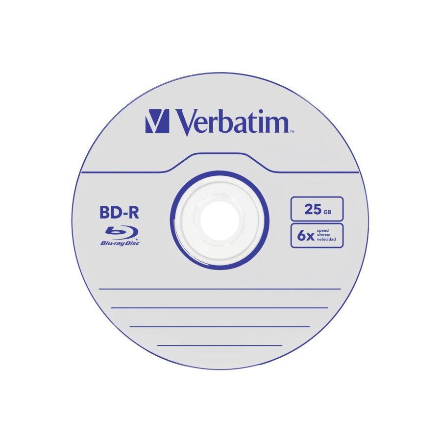 1x10 Verbatim BD-R Blu-Ray 25GB 6x Speed, white blue Cakebox #3