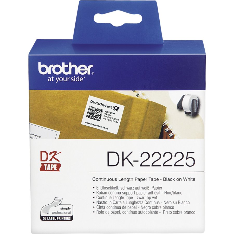 Kontinuerlig papirrulle Brother DK22225 Hvid 80 g/m #1