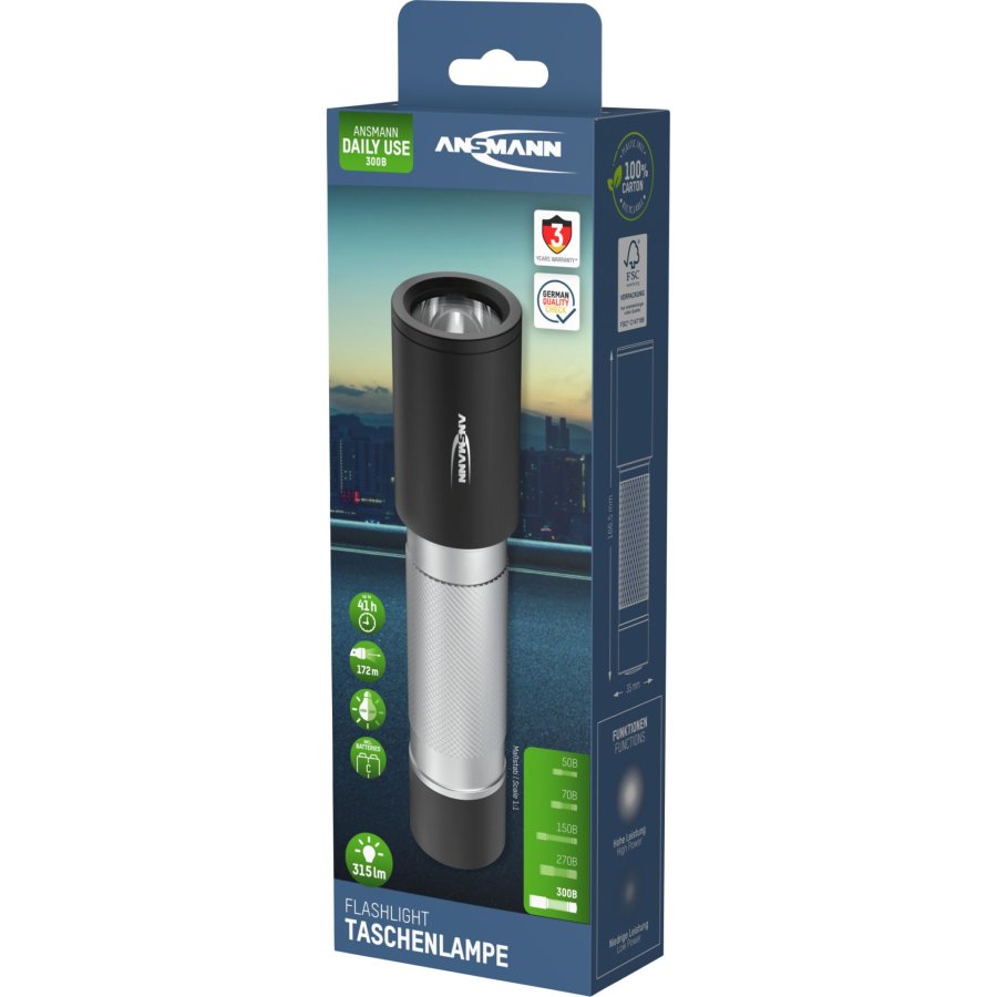 Ansmann LED Torch Daily Use 300B incl. 2xBaby C 1600-0430 #12