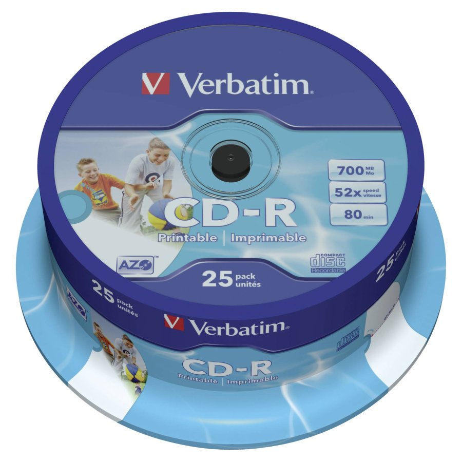 1x25 Verbatim CD-R 80 / 700MB 52x Speed, Data Life plus print. #1