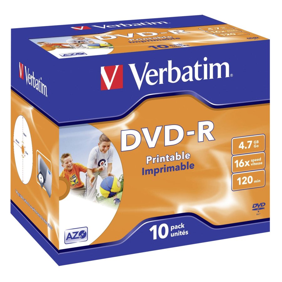 1x10 Verbatim DVD-R 4,7GB 16x Speed, Jewel Case, printable #1