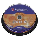 1x10 Verbatim DVD-R 4,7GB 16x Speed, matt silver Cakebox #1