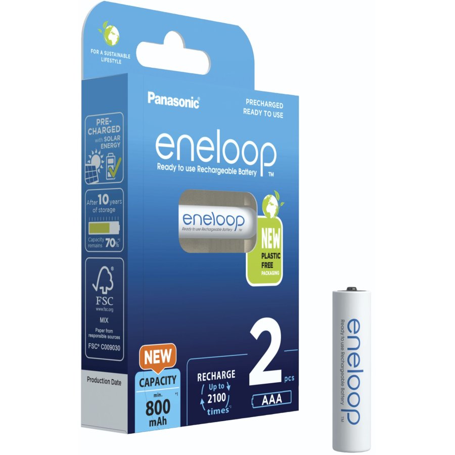 Genopladelige batterier PANASONIC ENELOOP AAA 800 mAh 2 szt (BK-4MCDE/2CP) #2