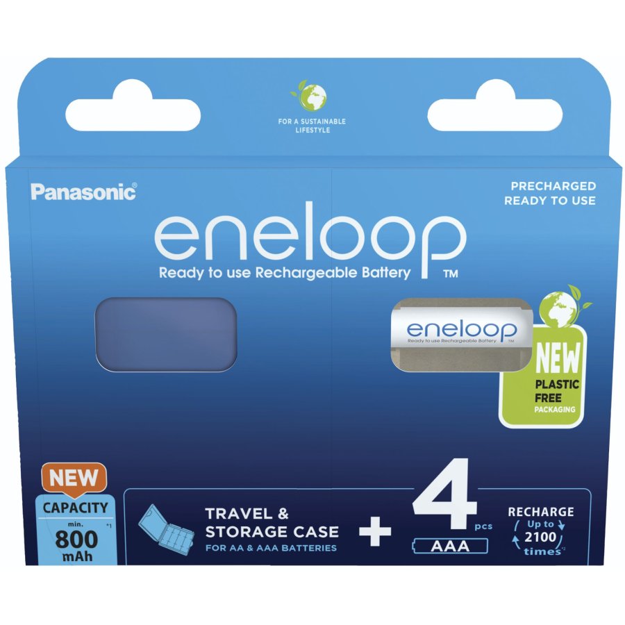 Genopladelige batterier PANASONIC ENELOOP AAA 800 mAh 4 szt + kasse (BK-4MCDE/4CP+CASE) #1