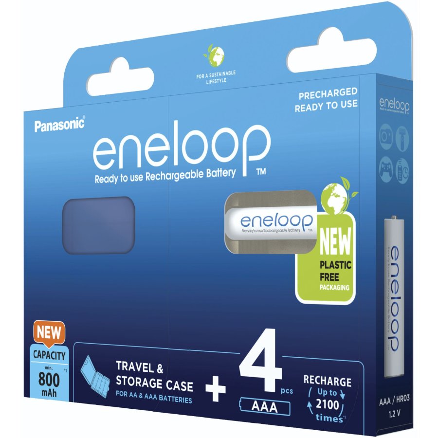 Genopladelige batterier PANASONIC ENELOOP AAA 800 mAh 4 szt + kasse (BK-4MCDE/4CP+CASE) #3