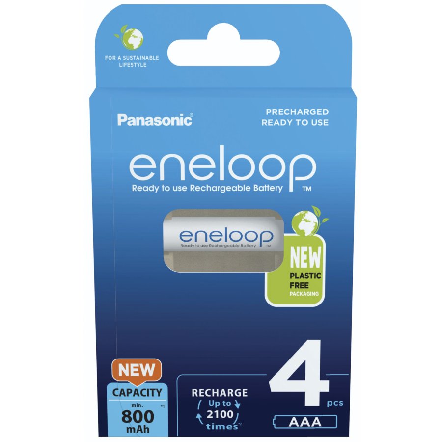 Genopladelige batterier PANASONIC ENELOOP AAA 800 mAh 4 szt (BK-4MCDE/4CP) #1
