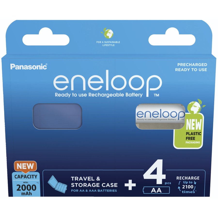 Genopladelige batterier PANASONIC ENELOOP AA 2000 mAh 4 szt + kasse (BK-3MCDE/4CP+CASE) #1