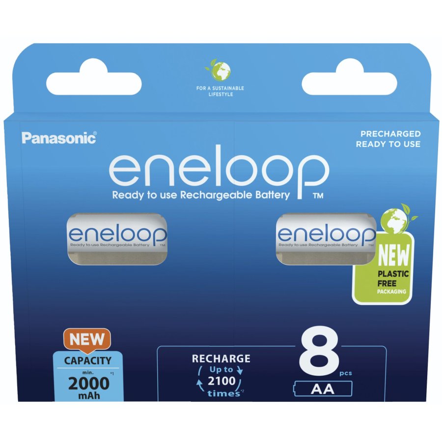 Genopladelige batterier PANASONIC ENELOOP AA 2000 mAh 8 szt (BK-3MCDE/8HH) #1