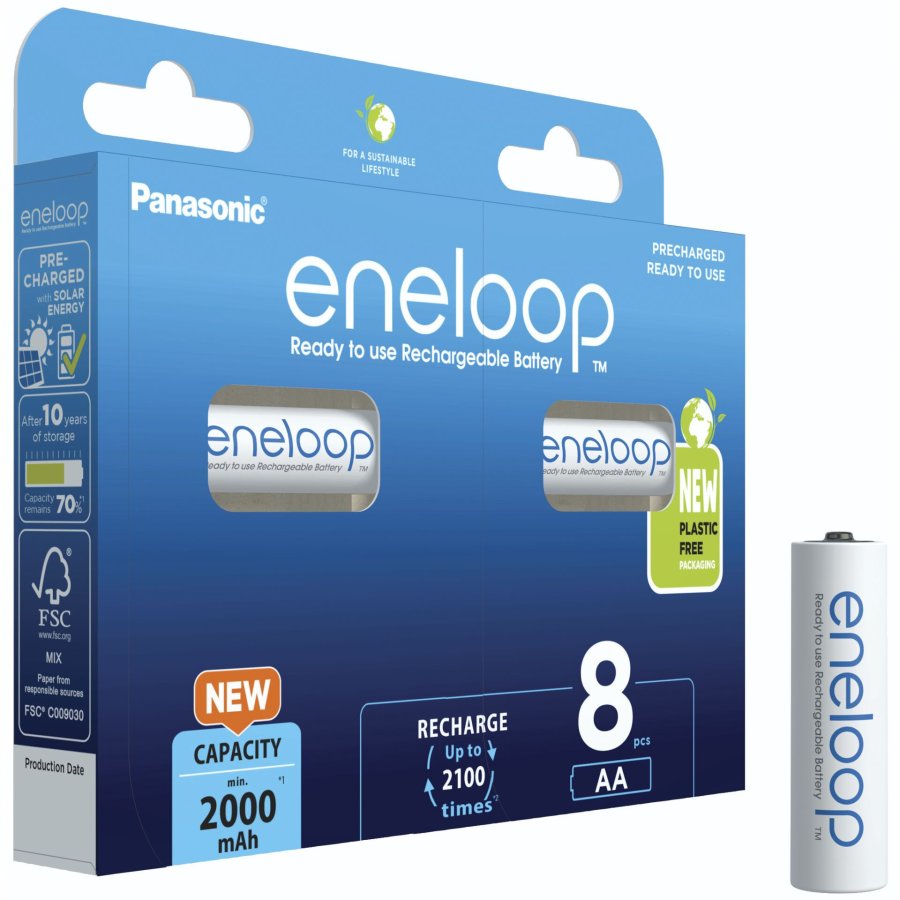 Genopladelige batterier PANASONIC ENELOOP AA 2000 mAh 8 szt (BK-3MCDE/8HH) #2