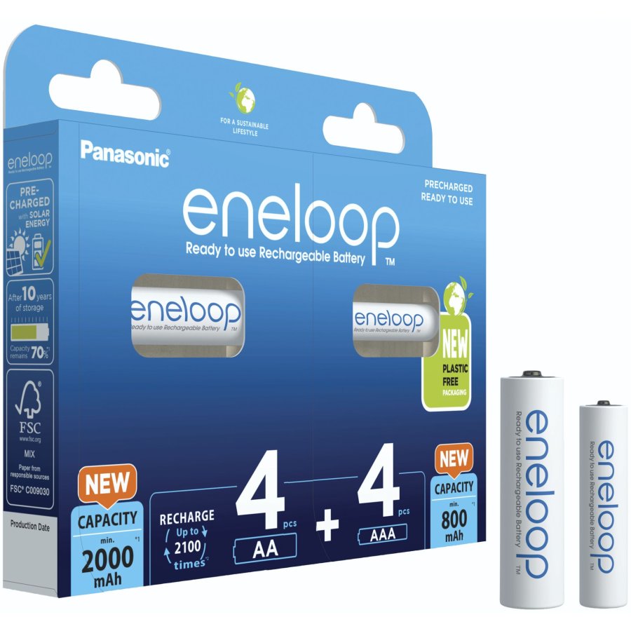 Genopladelige batterier PANASONIC ENELOOP 4x AA 2000 mAh + 4x AAA 800 mAh 8 szt (BK-3MCDE+4MCDE/8CP) #2