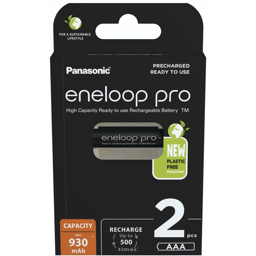 Genopladelige batterier PANASONIC ENELOOP PRO AAA 930 mAh 2 szt (BK-4HCDE/2CP) #1