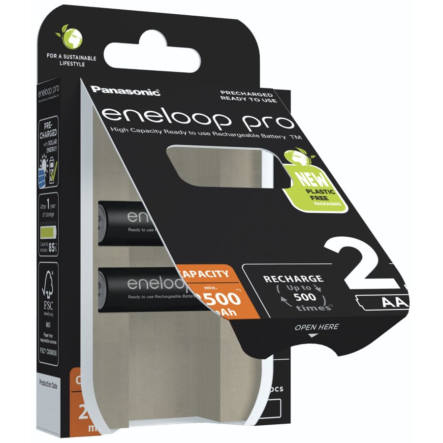 Genopladelige batterier PANASONIC ENELOOP PRO AA 2500 mAh 2 szt (BK-3HCDE/2CP) #4