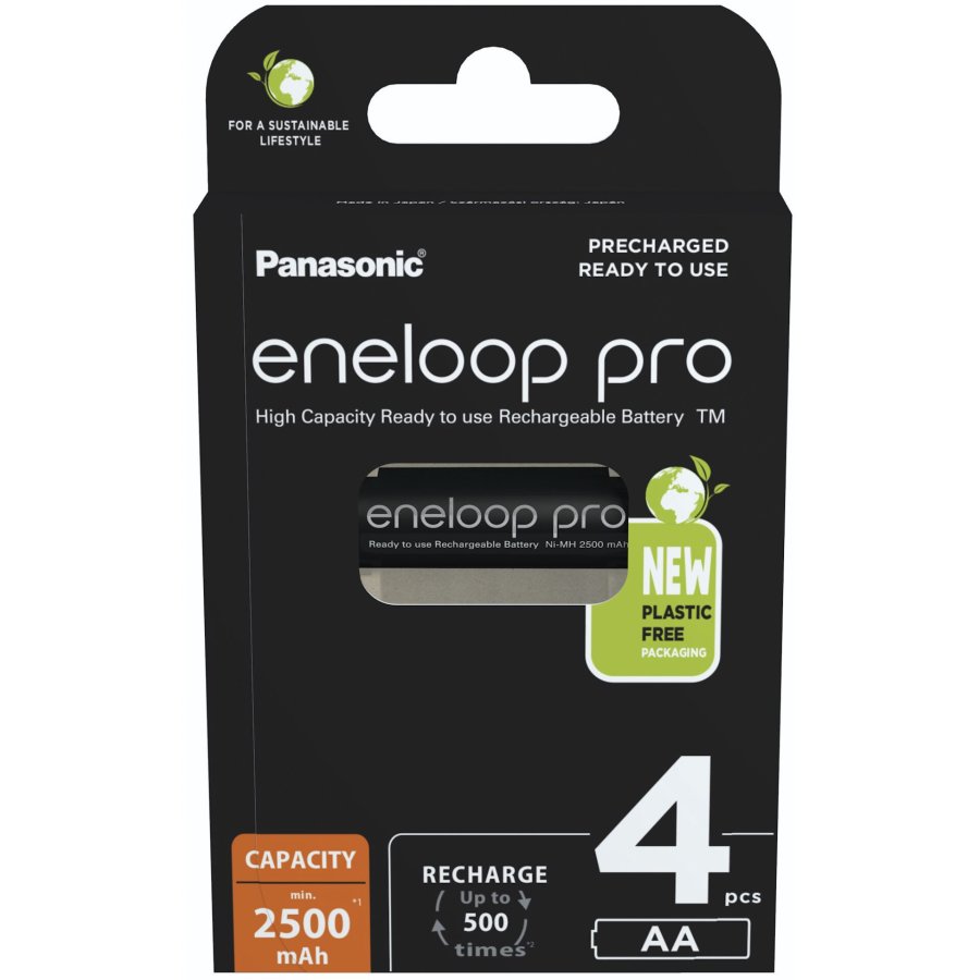 Genopladelige batterier PANASONIC ENELOOP PRO AA 2500 mAh 4 szt (BK-3HCDE/4CP) #1