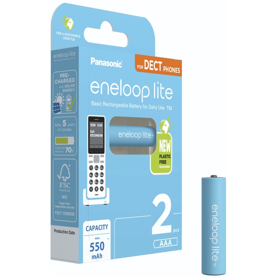 1x2 Panasonic Eneloop lite Micro 550mAh AAA DECT     BK-4LCCE/2DE #2