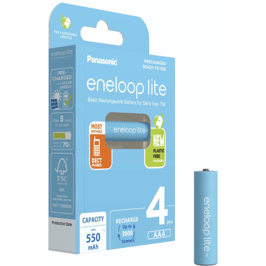 Genopladelige batterier PANASONIC ENELOOP LITE AAA 550 mAh 4 szt (BK-4LCCE/4CP) #2