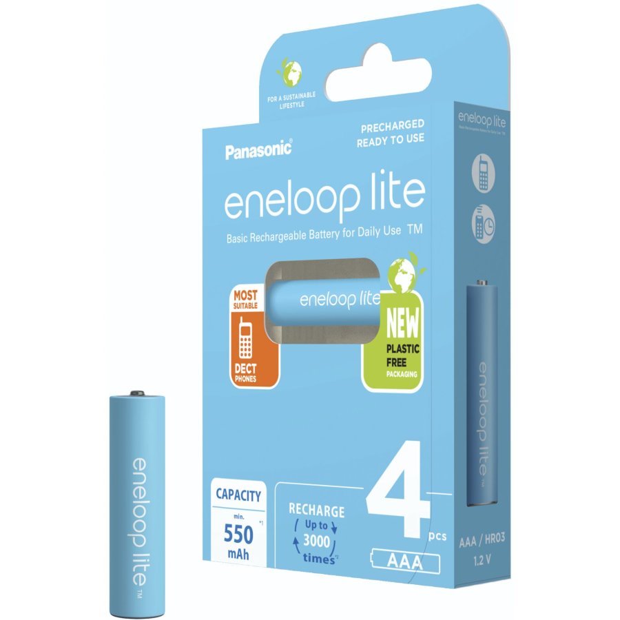 Genopladelige batterier PANASONIC ENELOOP LITE AAA 550 mAh 4 szt (BK-4LCCE/4CP) #3