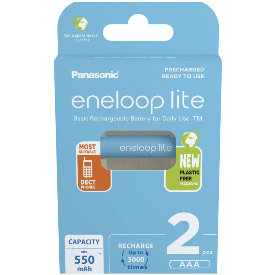 Genopladelige batterier PANASONIC ENELOOP LITE AAA 550 mAh 2 szt (BK-4LCCE/2CP) #1