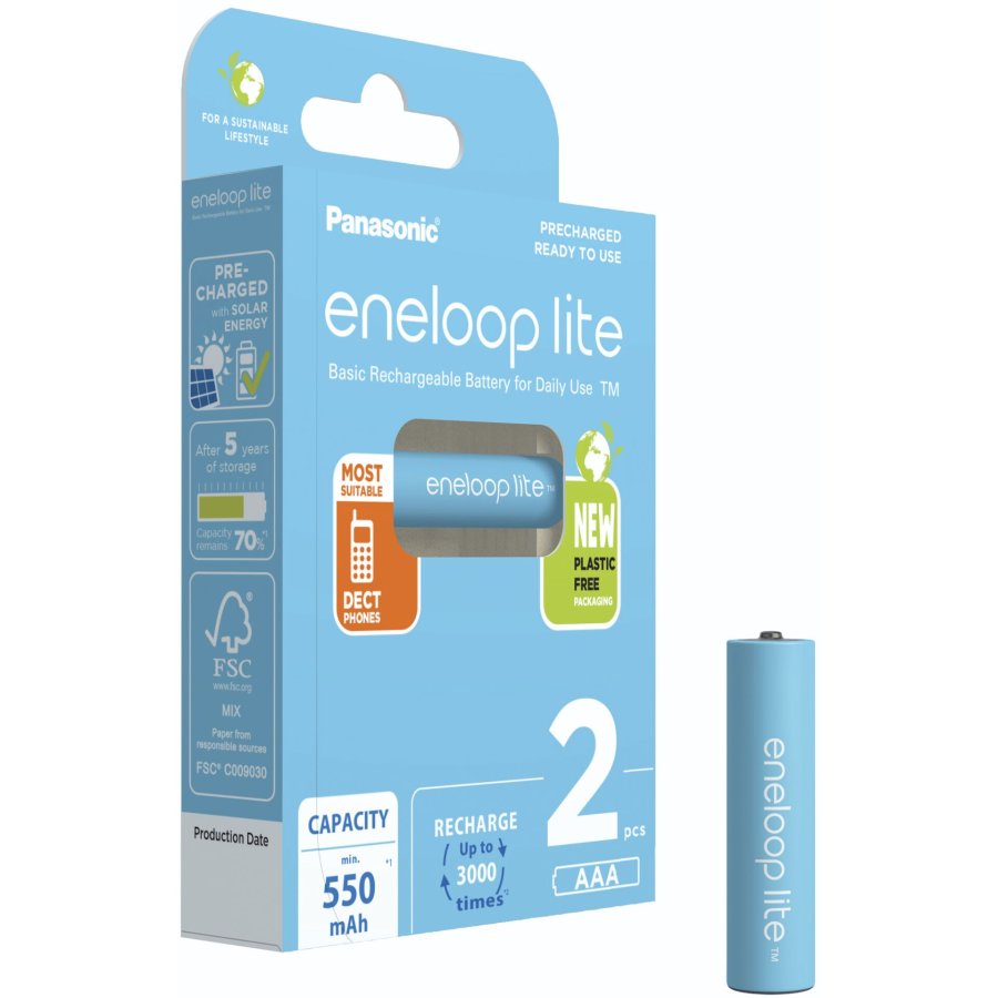 Genopladelige batterier PANASONIC ENELOOP LITE AAA 550 mAh 2 szt (BK-4LCCE/2CP) #2