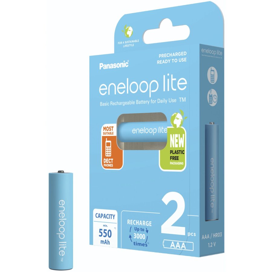 Genopladelige batterier PANASONIC ENELOOP LITE AAA 550 mAh 2 szt (BK-4LCCE/2CP) #3