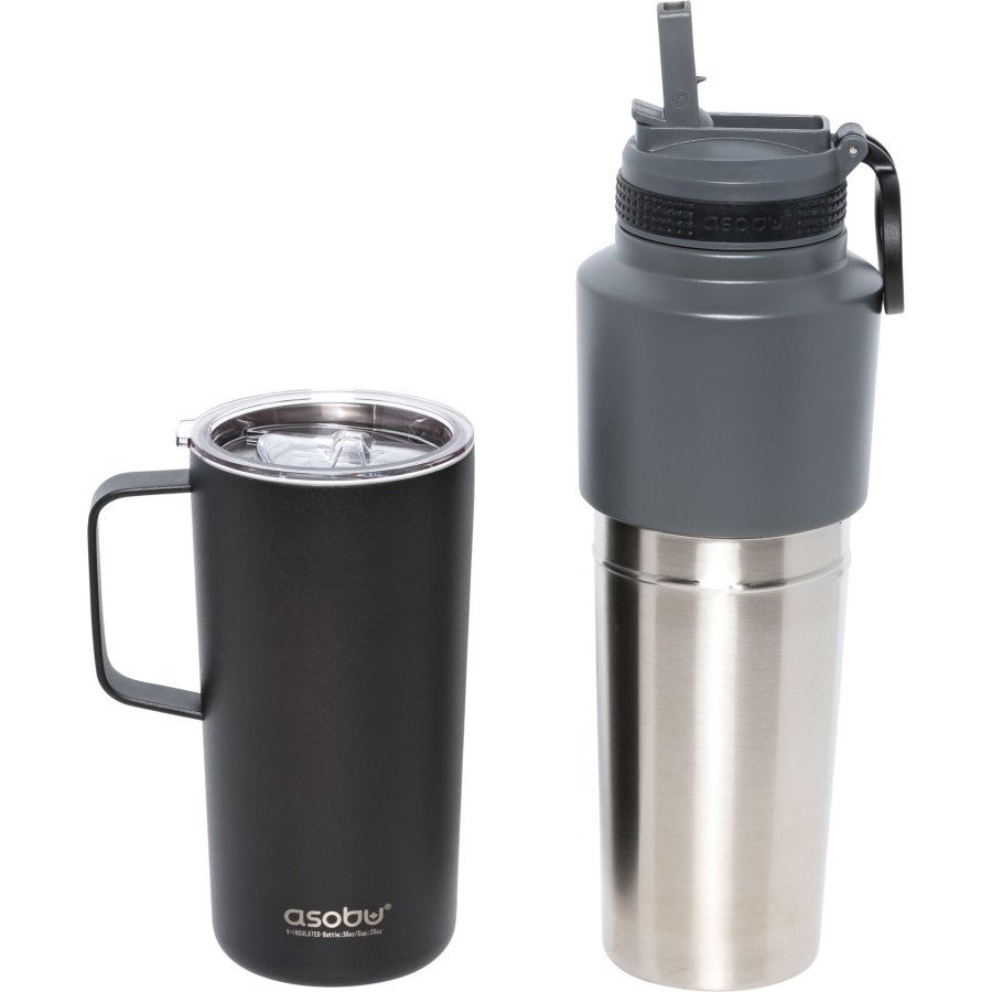 Asobu Twin Pack Bottle with Mug black, 0.9 L + 0.6 L #2