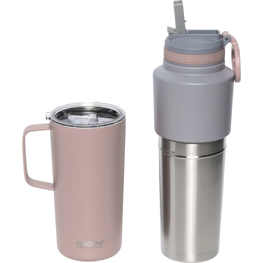 Asobu Twin Pack Bottle with Mug Pink, 0.9 L + 0.6 L #2
