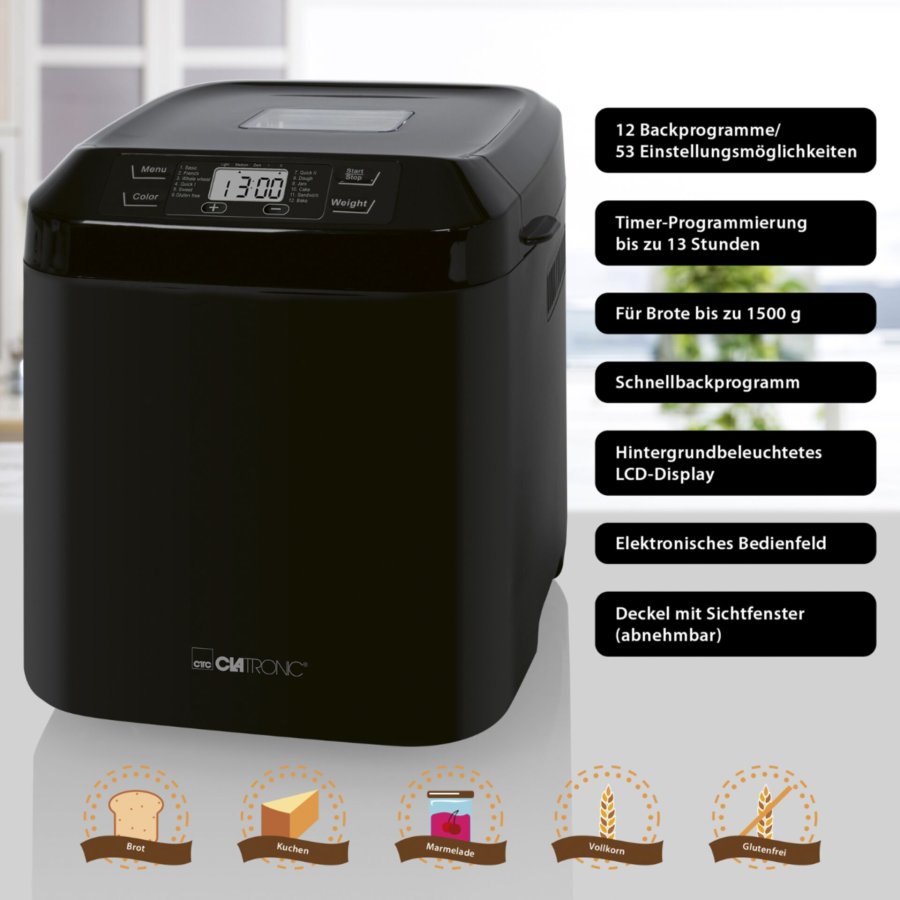 Clatronic BBA 3774 black 1500g Bread Maker #6