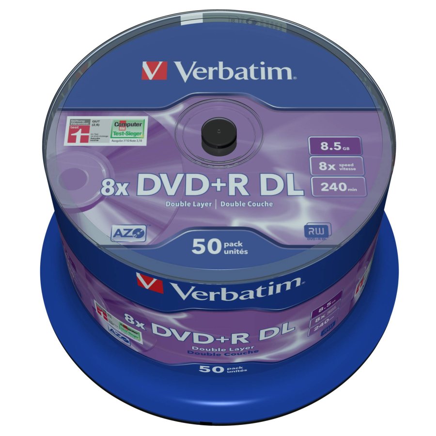 1x50 Verbatim DVD+R Double Layer 8x Speed, 8,5GB matt silver #1