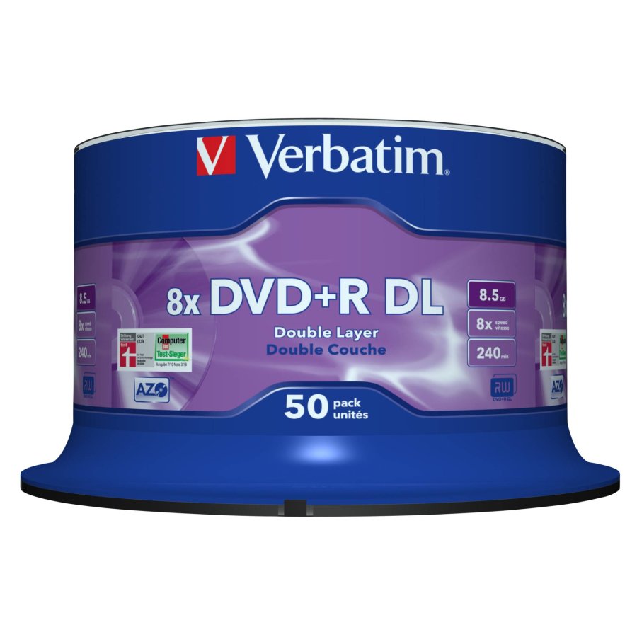 1x50 Verbatim DVD+R Double Layer 8x Speed, 8,5GB matt silver #2