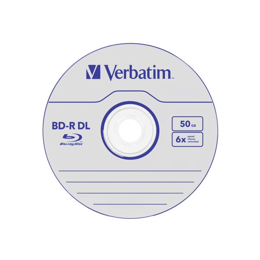 1x10 Verbatim BD-R Blu-Ray 50GB 6x Speed, white blue Cakebox #3