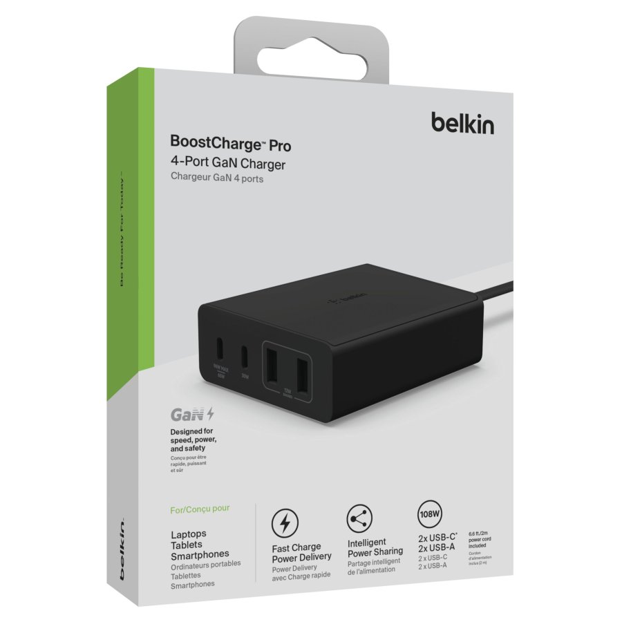 Belkin BOOST Charge Cha.108W GaN 2xUSB-C/2xUSB-A 2m    WCH010vfBK #7