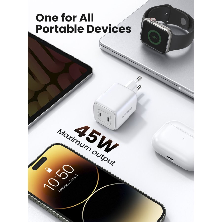 UGREEN Nexode 45W Dual USB-C PD Charger (25W+20W) white #7
