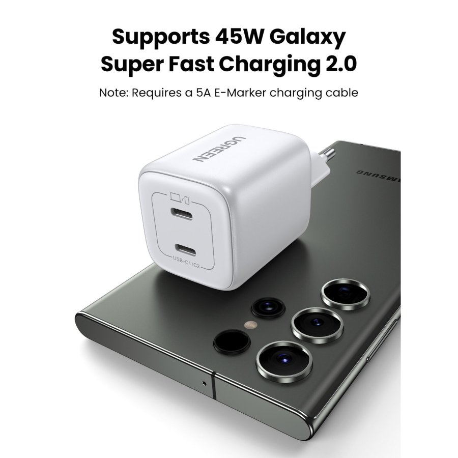 UGREEN Nexode 45W Dual USB-C PD Charger (25W+20W) white #12