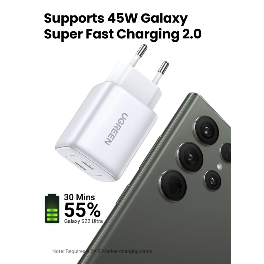UGREEN Nexode 45W Dual USB-C PD Charger (25W+20W) white #13