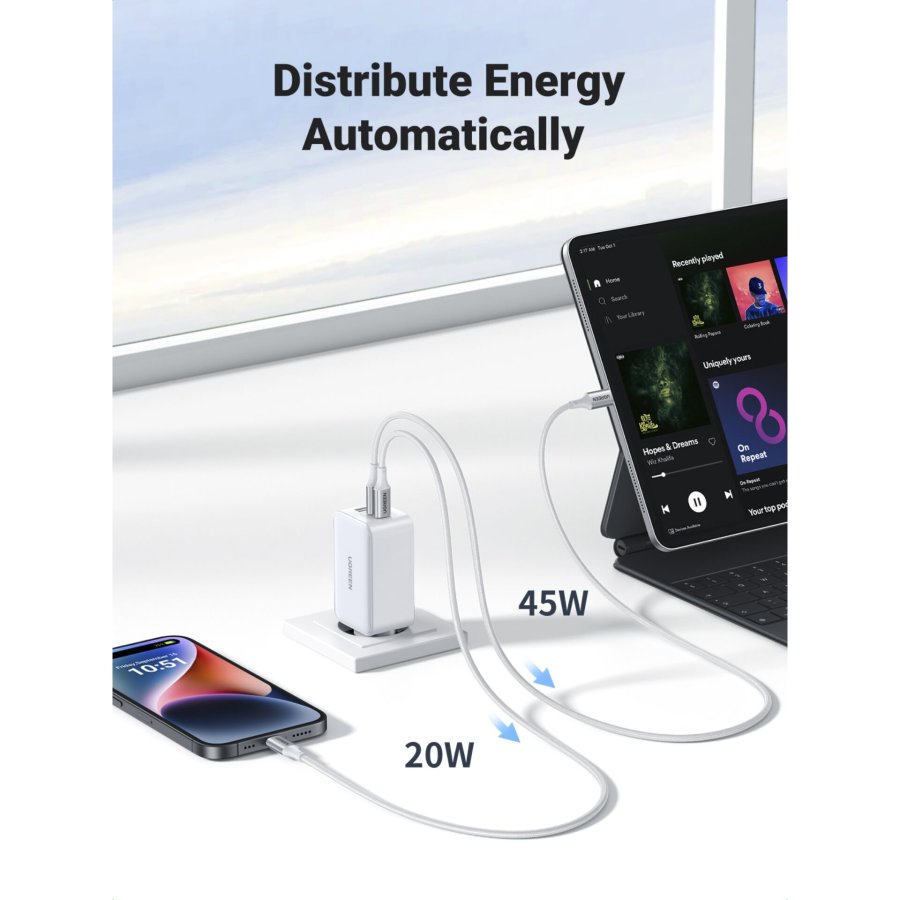 UGREEN Nexode USB-A+2*USB-C 65W GaN Tech Fast Charger White #7