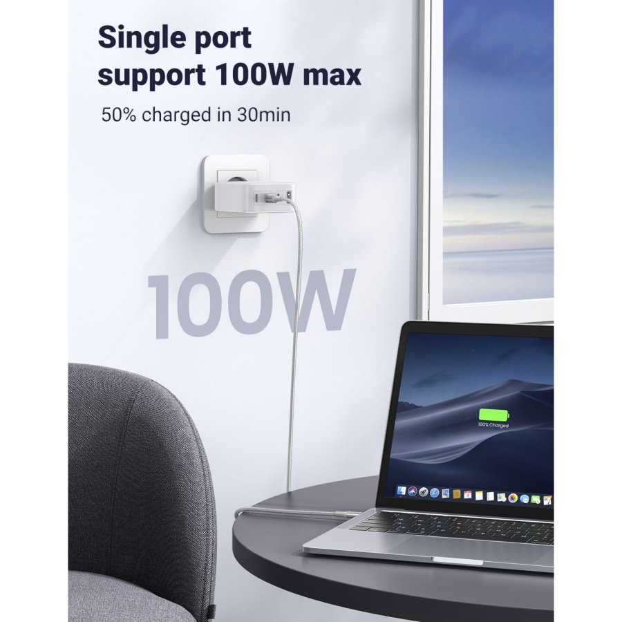 UGREEN USB-A+3xUSB-C 100W GaN Tech Fast Wall Charger EU White #5
