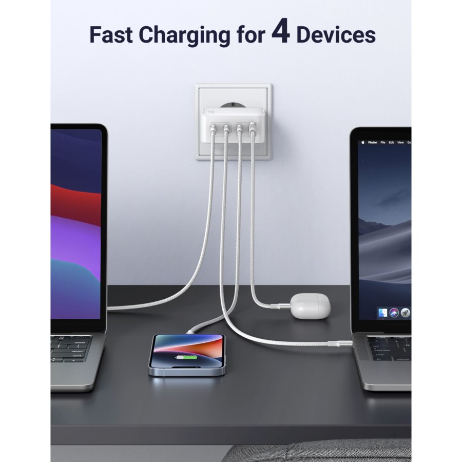 UGREEN USB-A+3xUSB-C 100W GaN Tech Fast Wall Charger EU White #6