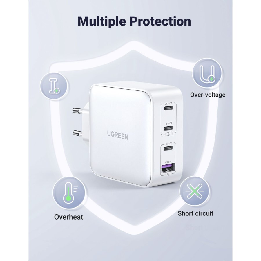 UGREEN USB-A+3xUSB-C 100W GaN Tech Fast Wall Charger EU White #10