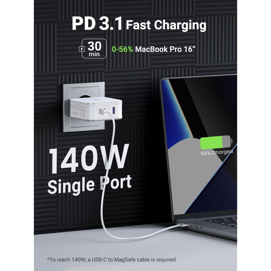 UGREEN Nexode USB-A+2*USB-C 140W GaN Fast Charger+USB-C Cable wht #5