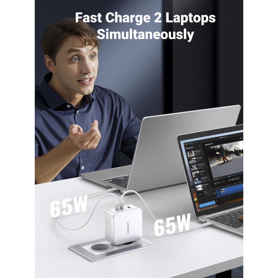 UGREEN Nexode USB-A+2*USB-C 140W GaN Fast Charger+USB-C Cable wht #6