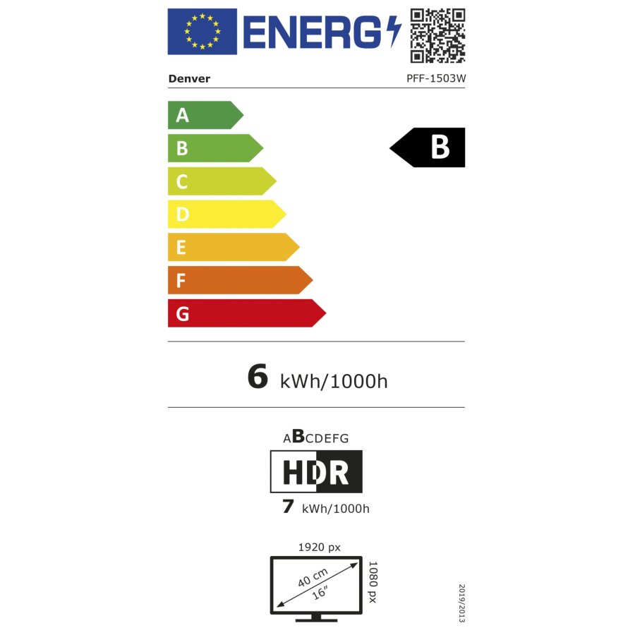 Denver PFF-1503 digital fotoramme Hvid 39,6 cm (15.6