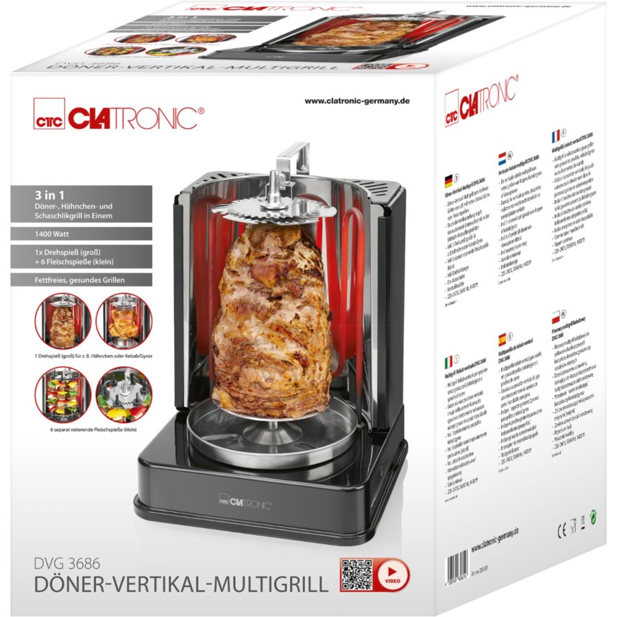 Clatronic DVG 3686 Grill Elektrisk Sort 1400 W #6