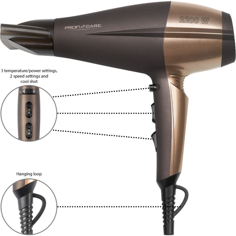 ProfiCare PC-HT 3010 2200 W Bronze, Brun #2