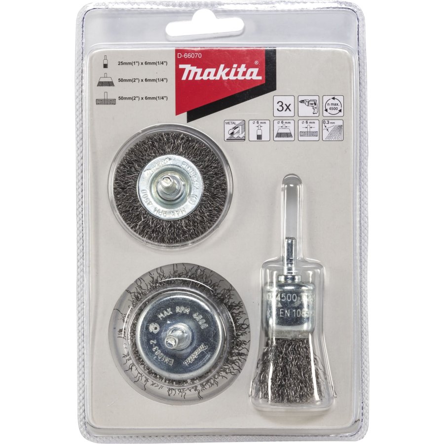 Makita D-66070 3 piece Wire Brush Set Steel #1