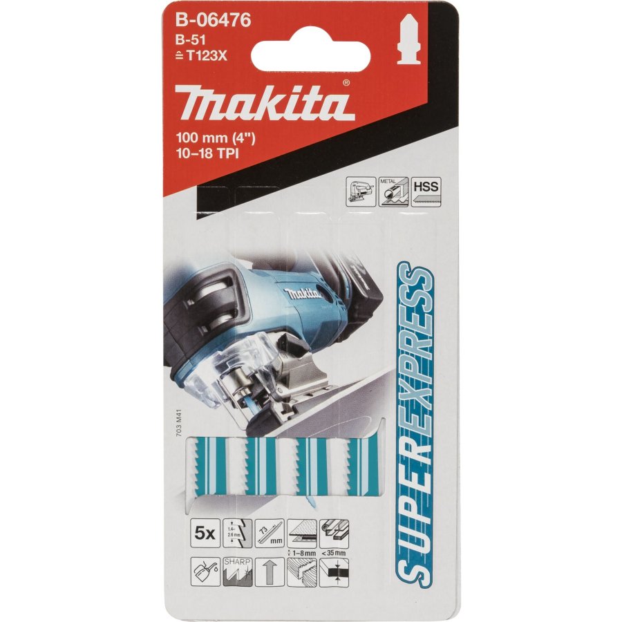Makita B-06476 Jigsaw Blade B-51 Metal 5pcs #1