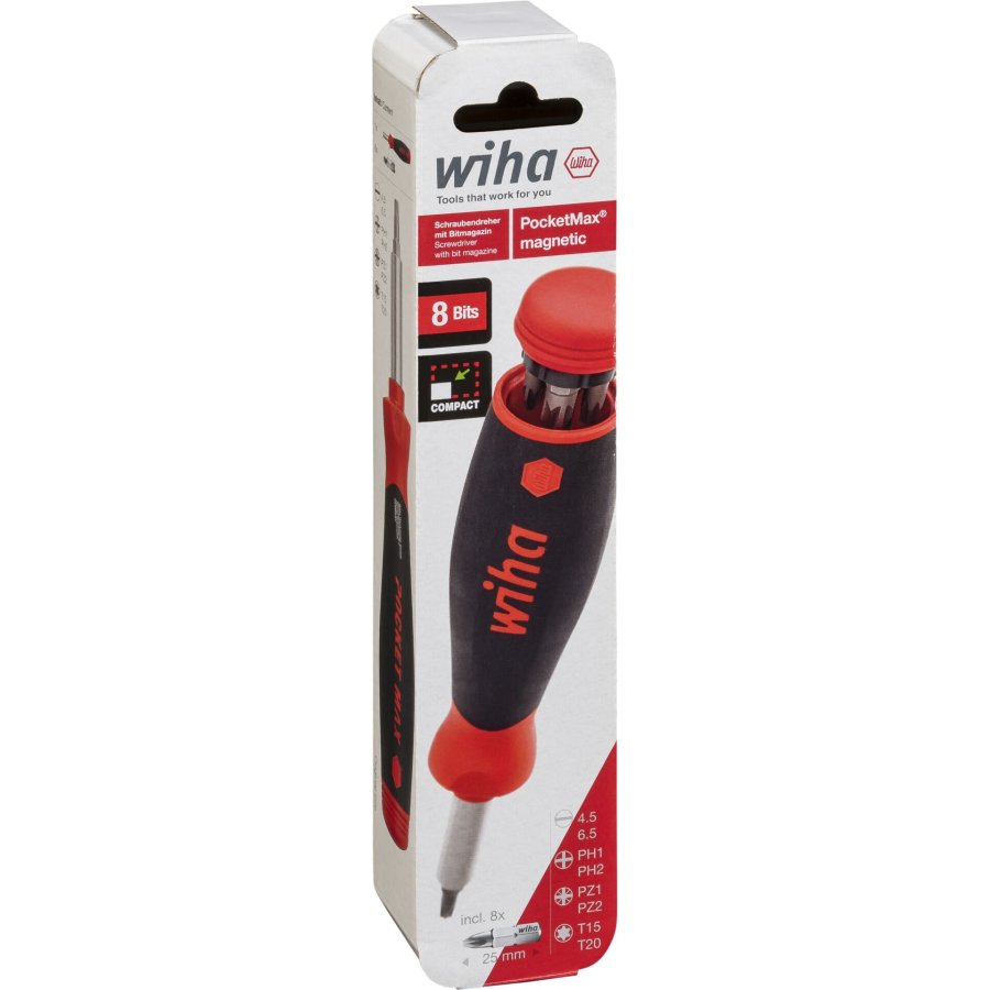 Wiha screwdriver with bit magazine PocketMax magnetic #1