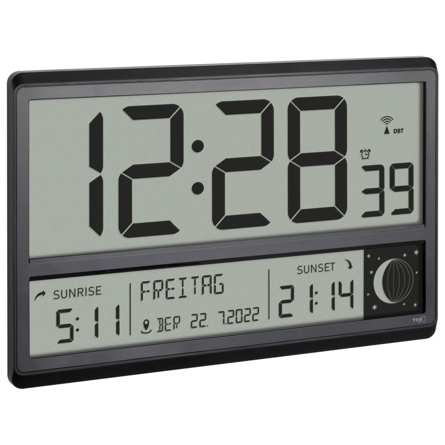 TFA 60.4524.01 black Digital XL Wall Clock #1